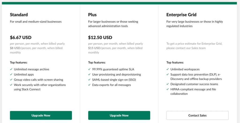 The Ultimate Saas Pricing Strategy - Slack Pricing Page