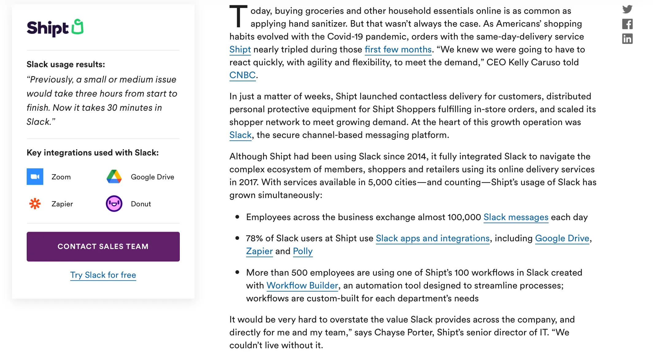 Slack Case Study — Shipt Story Module