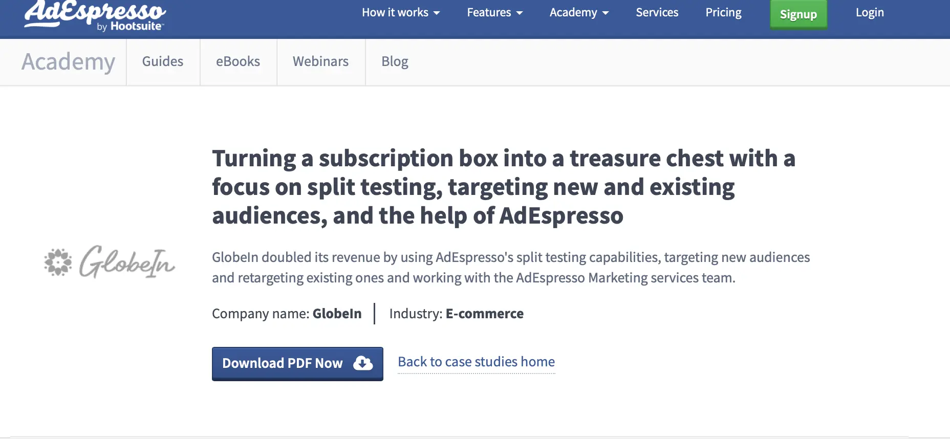 Adespresso Case Study — Globein Landing Module