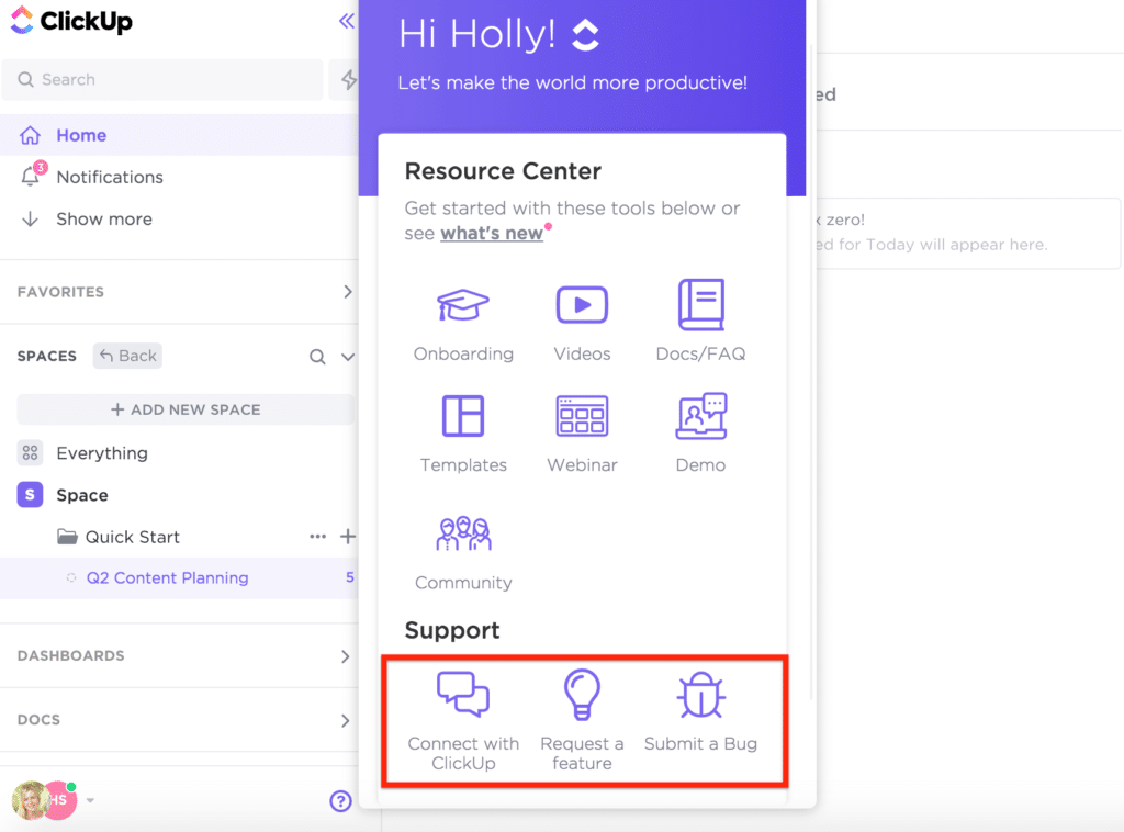 Customer Marketing Example Clickup Feature Request Menu