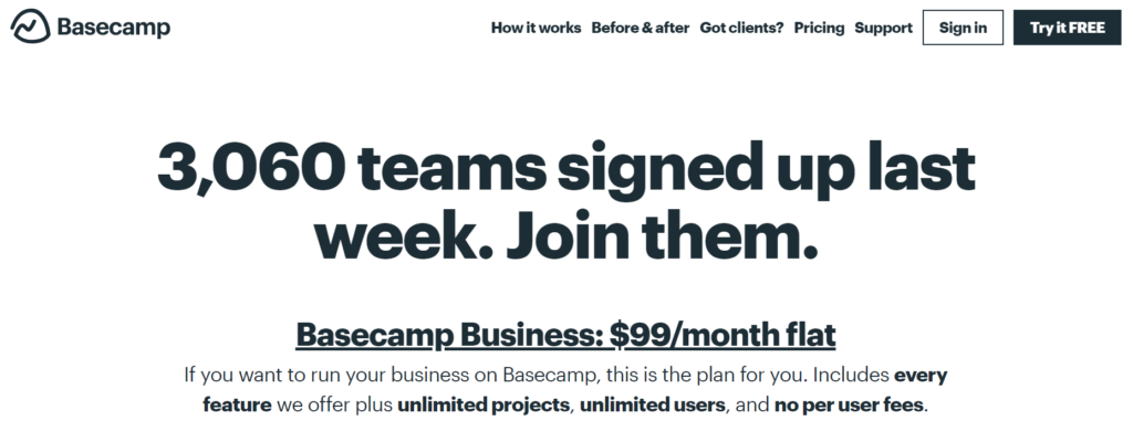 Alt=&Quot;Saas-Pricing-Flat-Rate-Basecamp-Homepage&Quot;