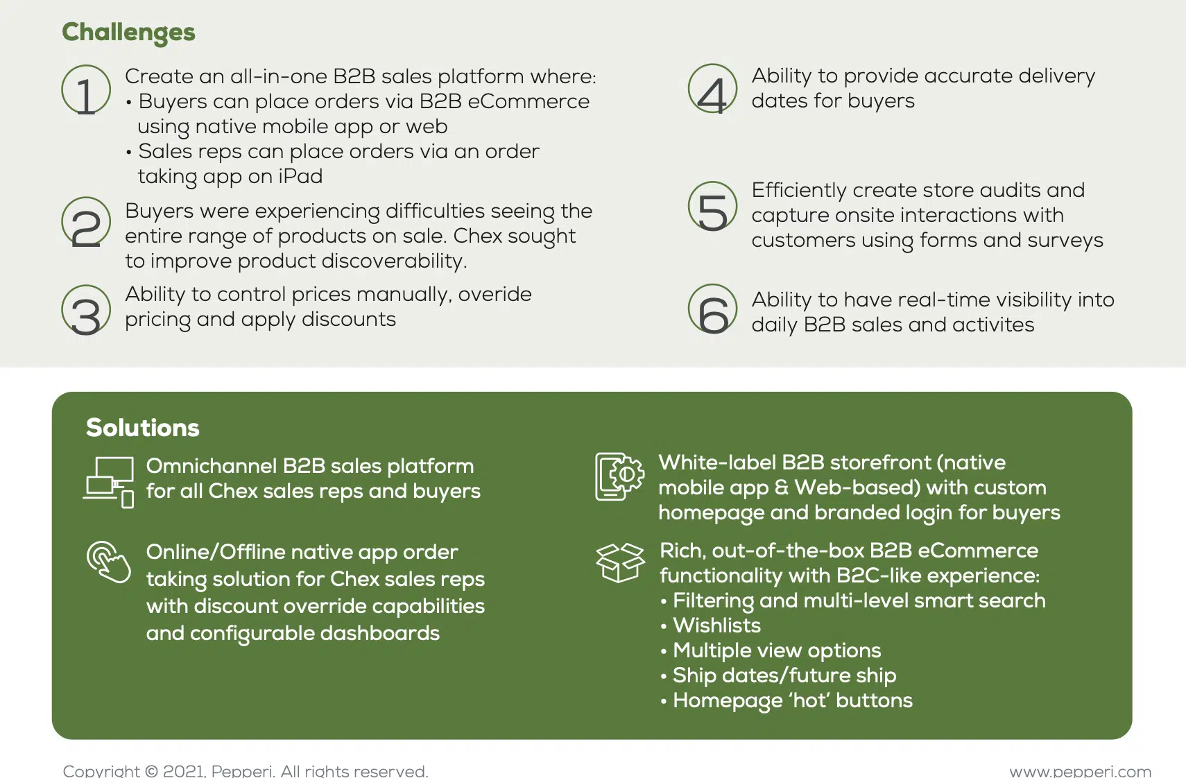 Pepperi Case Study — Chex Finer Foods Solution Page