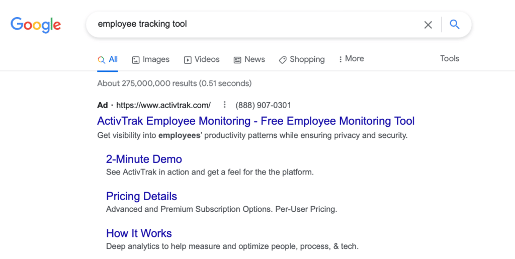 Screenshot Of Google Ads: B2B Lead Generation Strategy