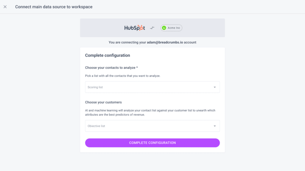 Screenshot Of Breadcrumbs Reveal: Connect Your Data To Create Data-Driven Ideal Customer Profiles