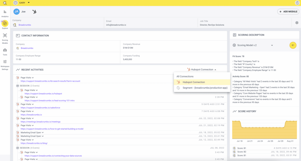 Screenshot Of Breadcrumbs Explore: Filter, Segment &Amp; Sort Your Best Contacts &Amp; Accounts