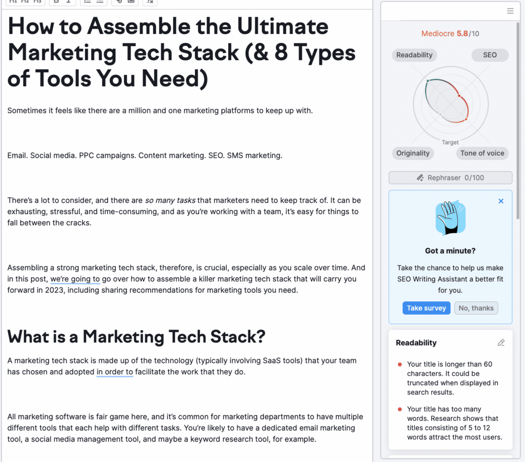 Best Marketing Tech Stack: Semrush