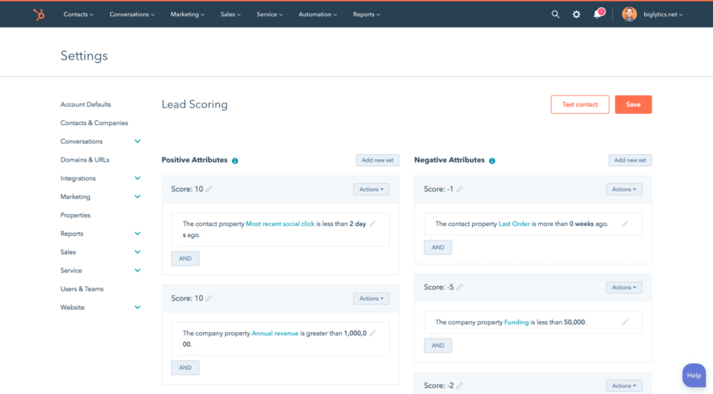 Hubspot Vs. Salesforce: Hubspot Customized Scoring