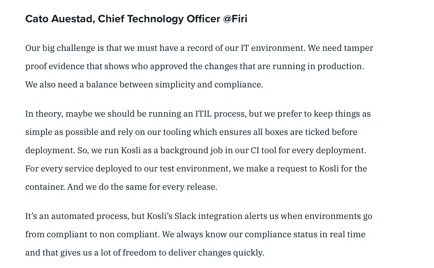 Kosli Case Study — Cto Quote Module