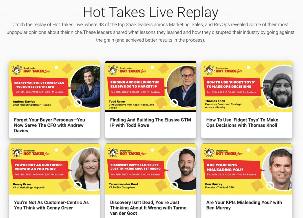 Best Marketing Resources: Breadcrumbs' Hot Takes Live