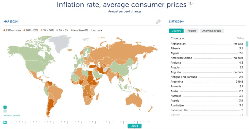 Color-Coded Map Of The World Showing Countries With The Highest And Lowest Annual Percentage Change In Inflation Rates And Average Consumer Prices